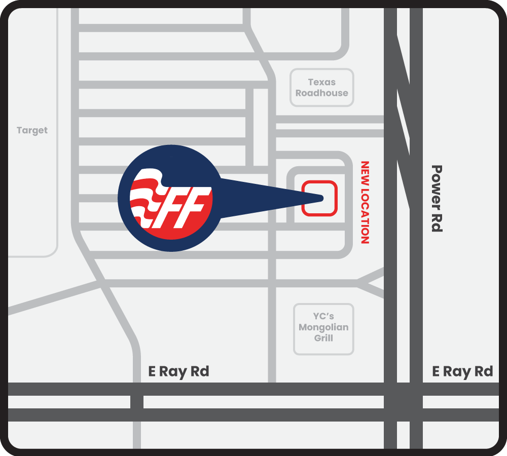 map showing the location of our new Gilbert, AZ branch at 5114 S Power Rd. 